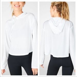 NWT Fabletics Kala Cropped White Hoodie SZ L